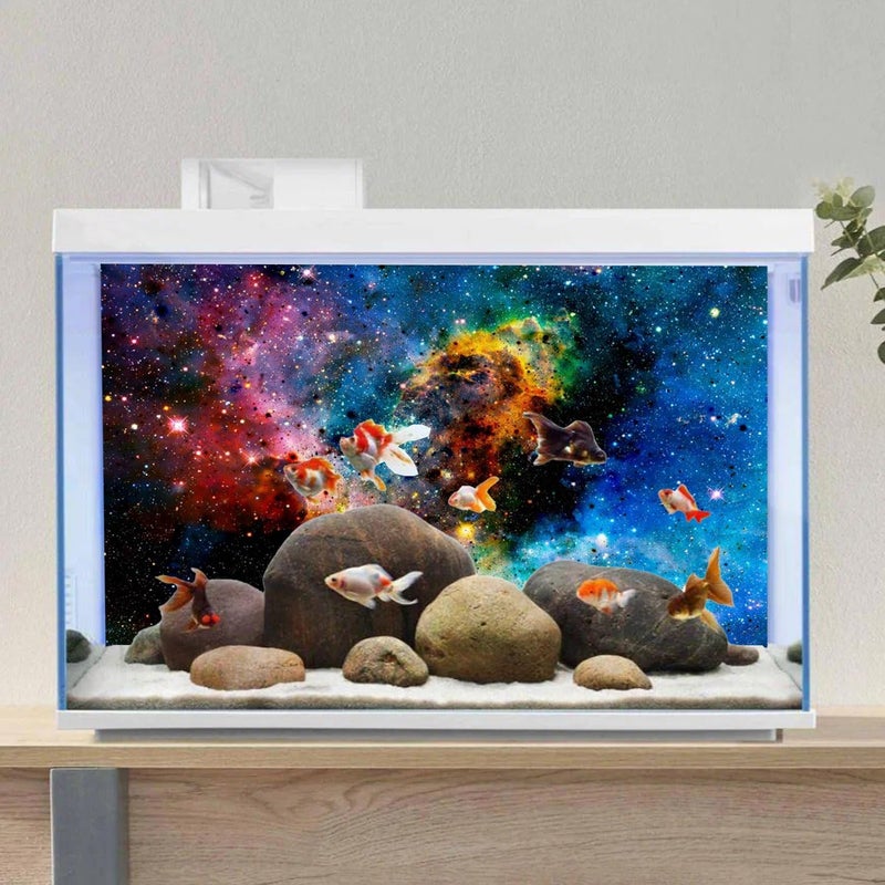 AWERT 30x12 inches Galaxy Aquarium Background Cloud Stars and Colorful Cosmic Universe Fish Tank Background Mystery Space Terrarium Background - Image 4